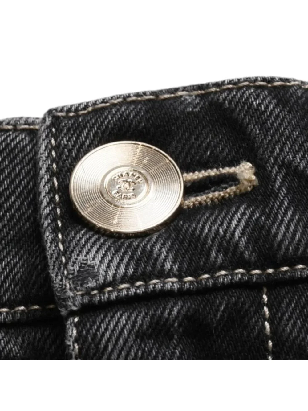 Chanel Denim Shorts Skirt Black